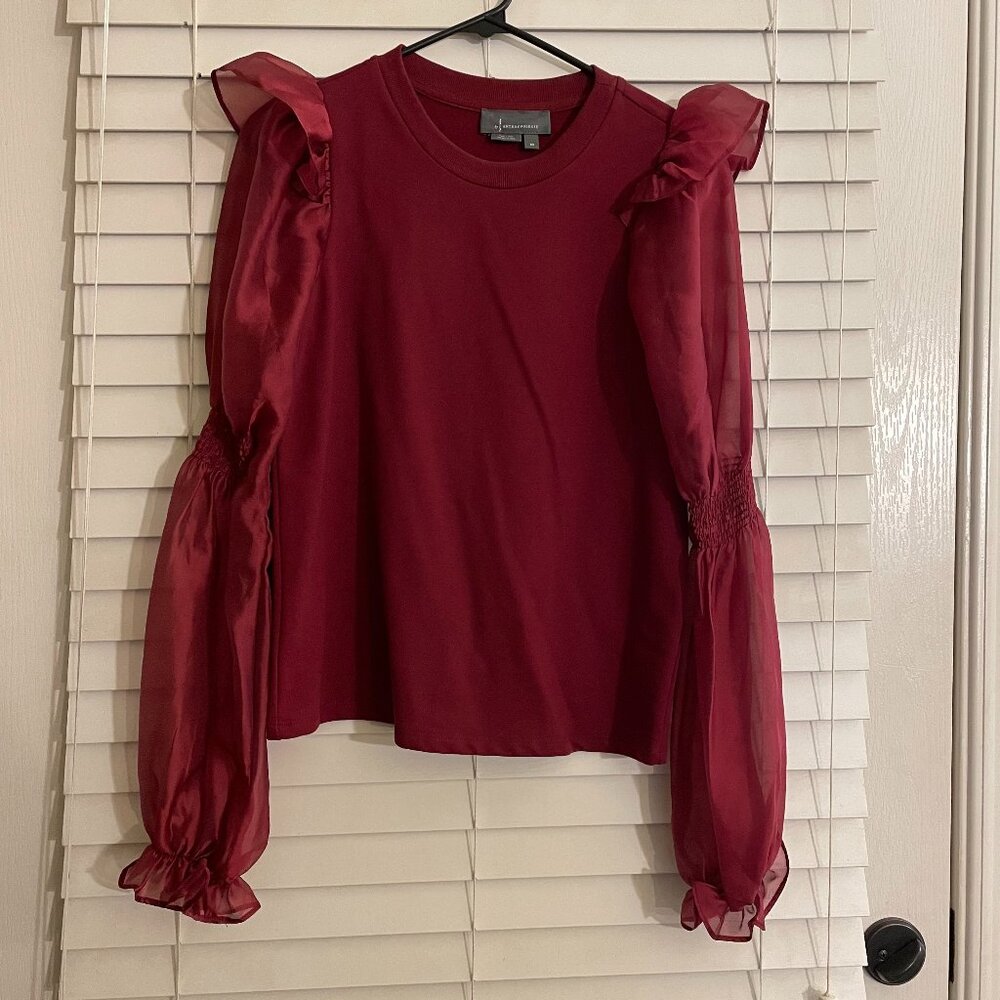 Stylish and Elegant Anthropologie red long sleeve top -  size XS